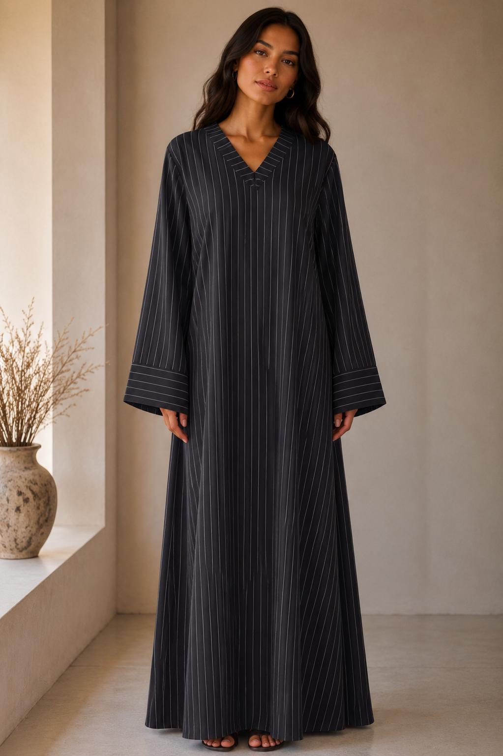 Elegant Pinstripe Abaya