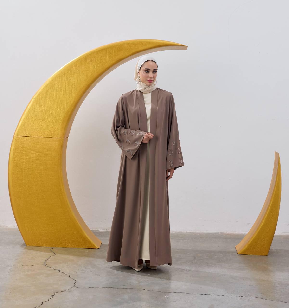 Beaded Crescent Sleeve Detail Abaya