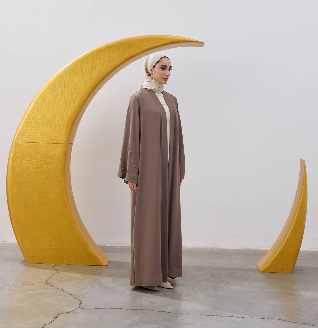 Beaded Crescent Sleeve Detail Abaya