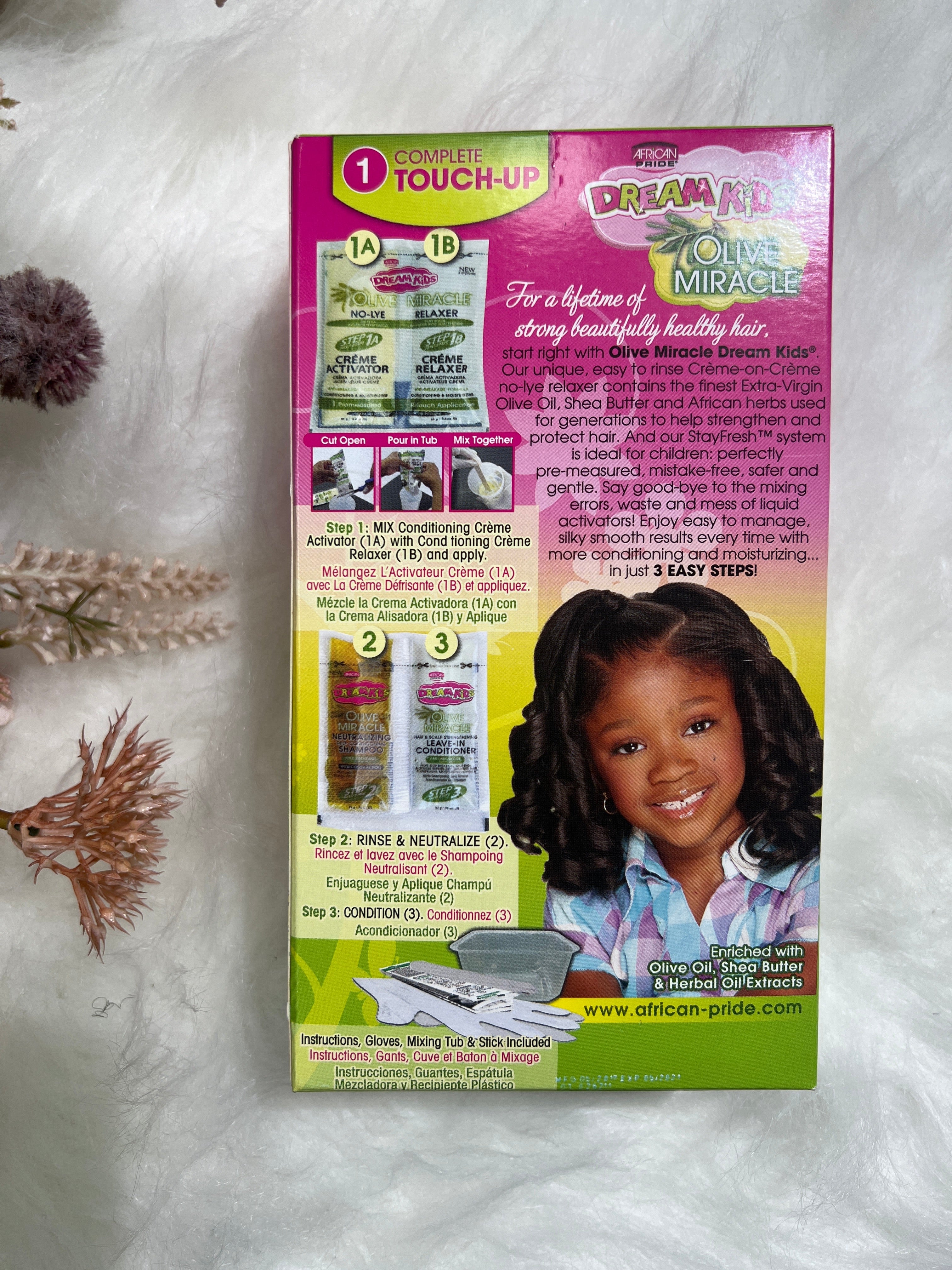 African Pride Dream kids olive miracle No-Lye Relaxer/Regular Kit