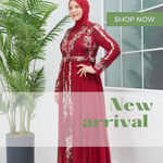 Red and off-white chiffon plus size detailed dress - Somah and Mikhail