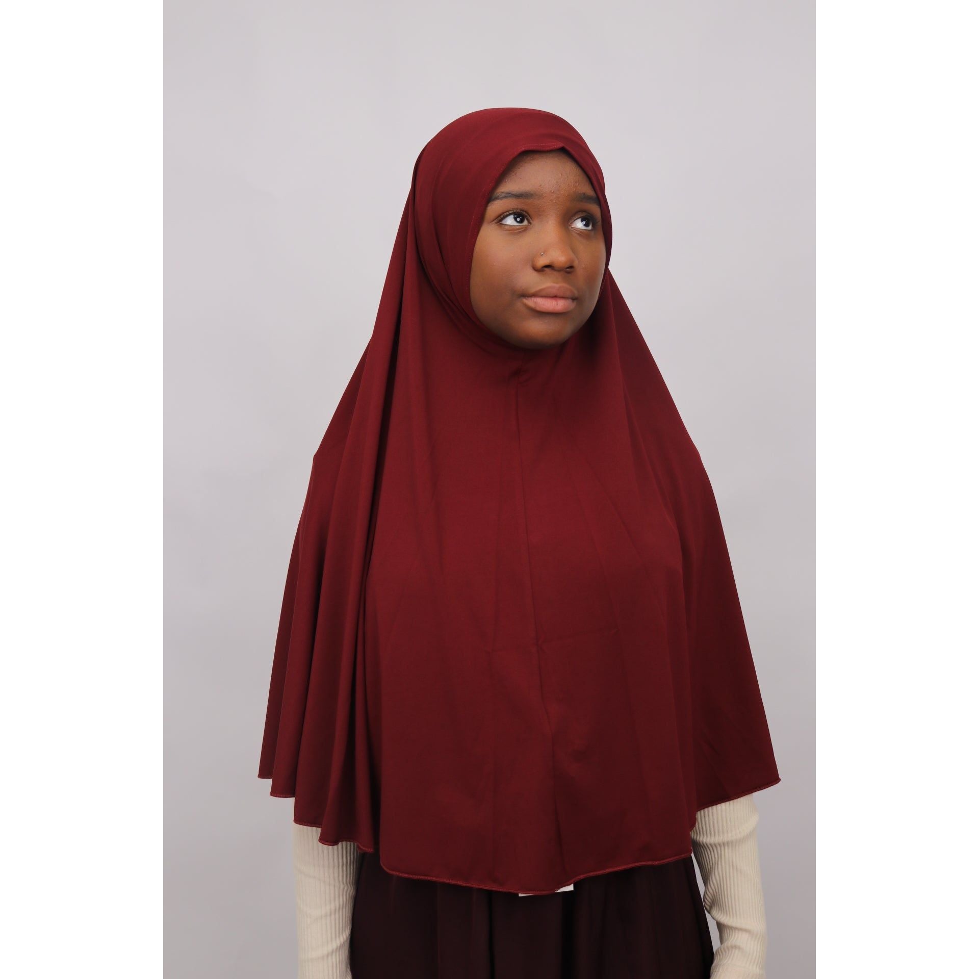 Instant prayer hijab-Elbow length-Maroon