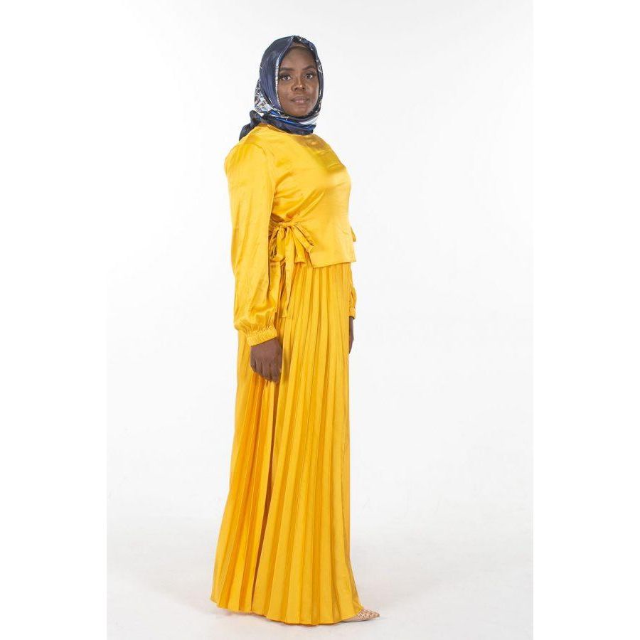 Two Pieces Yellow Pleated Dress - Somah and Mikhail