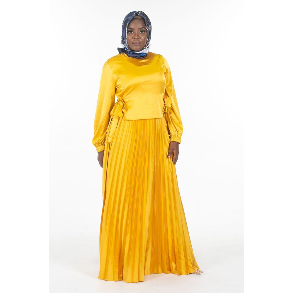 Two Pieces Yellow Pleated Dress - Somah and Mikhail
