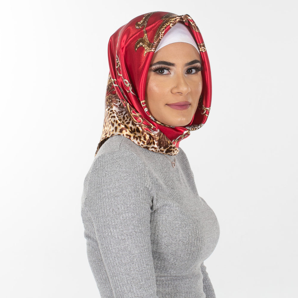 S&M Chain Printed Scarf - Red - Somah and Mikhail