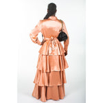 Tiered Satin Dress In Apricot - Somah and Mikhail