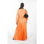 Orange Satin Pleated Dress - Somah and Mikhail