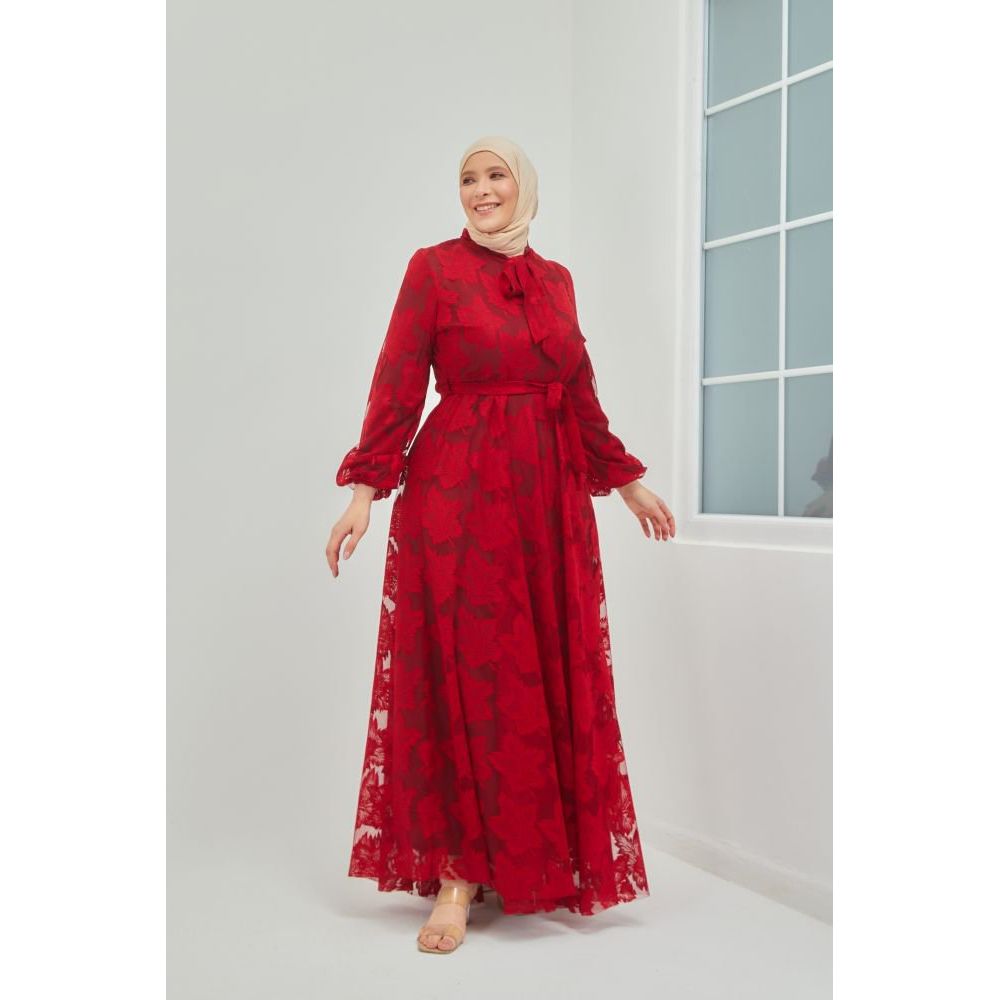 Red Ecru lace Plus size dress - Somah and Mikhail