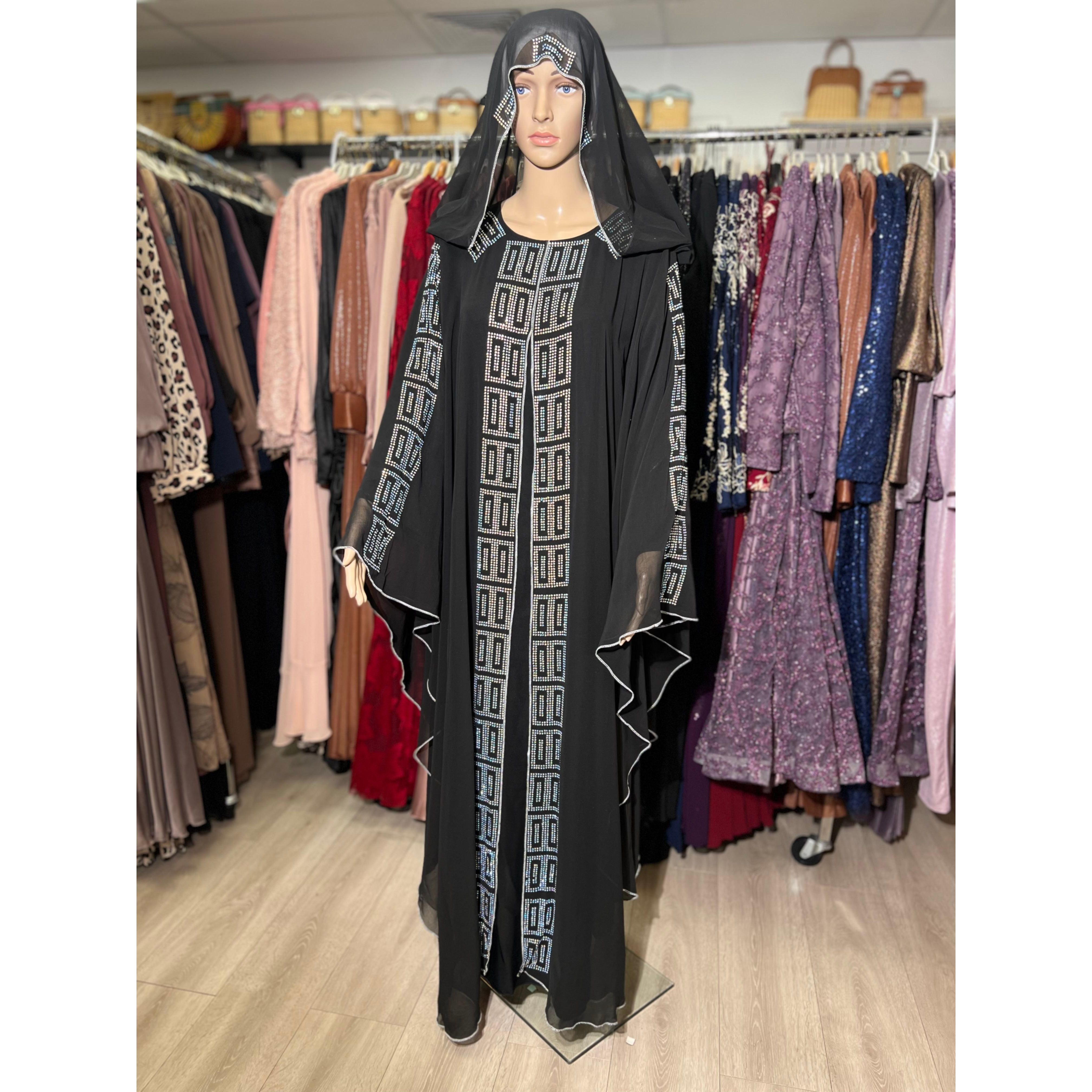 Black beaded abaya