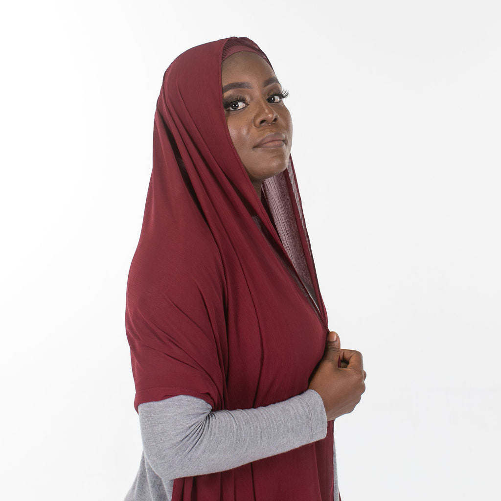 Plain chiffon hijab-Burgundy - Somah and Mikhail