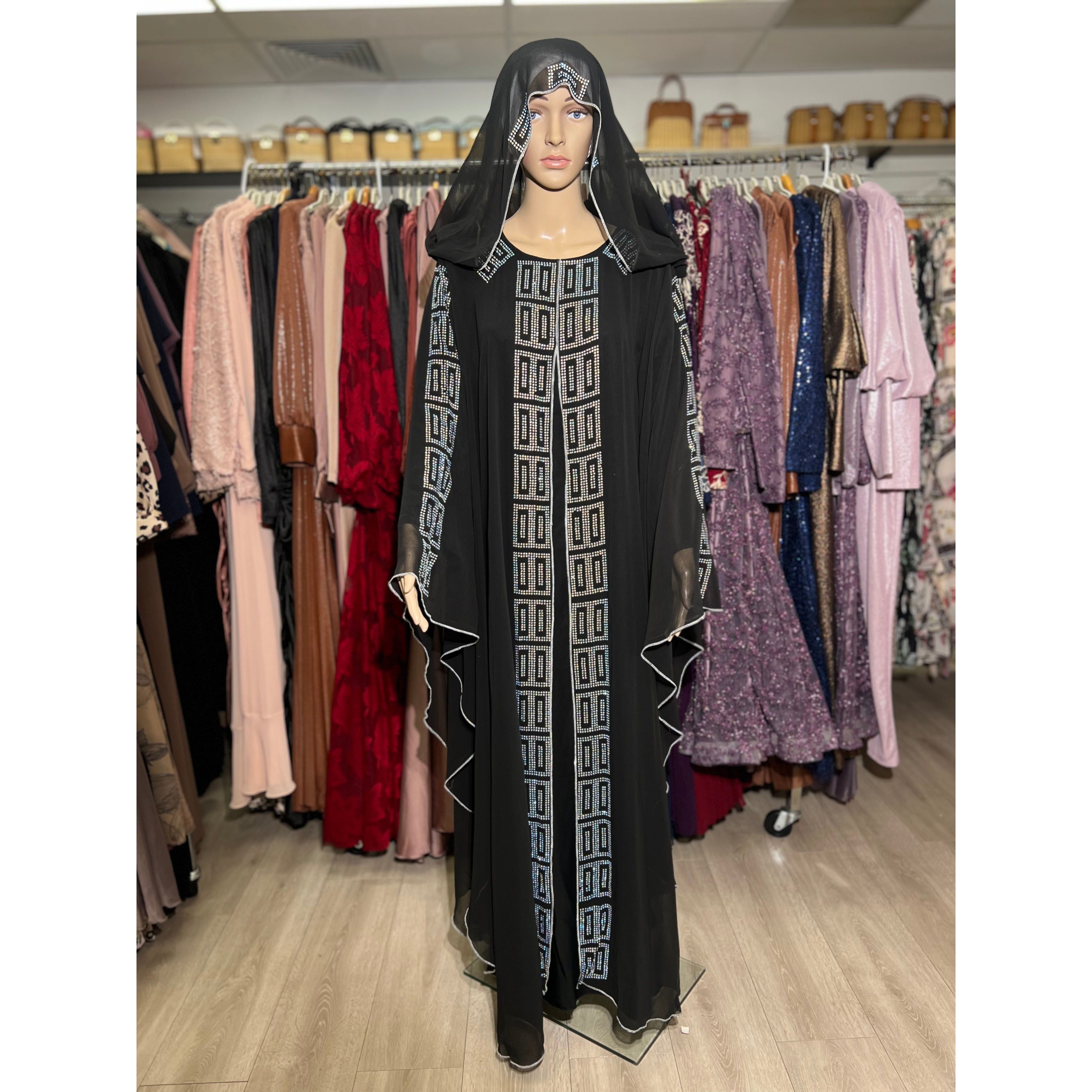 Black beaded abaya