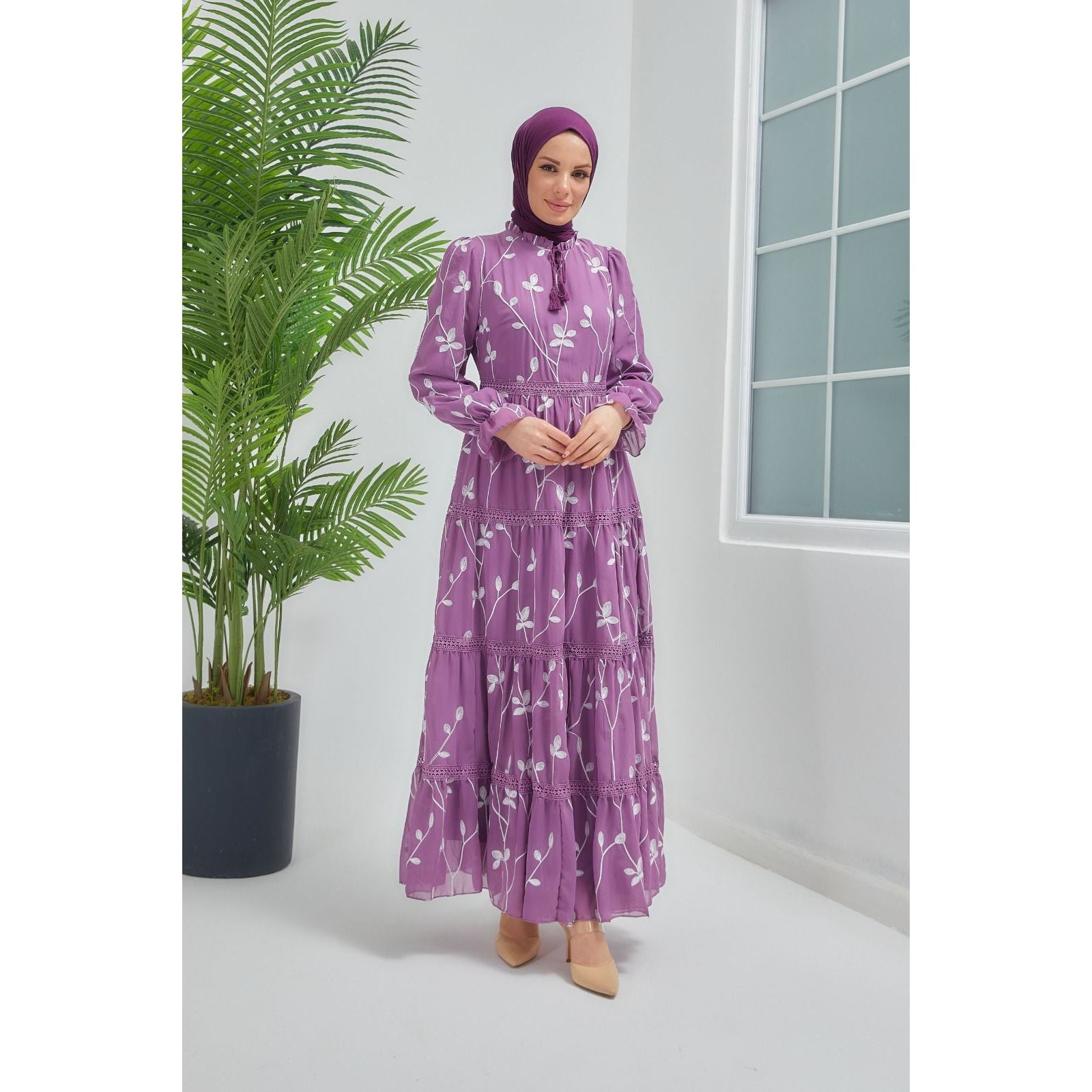 Mariam chiffon with embroidery dress - Somah and Mikhail