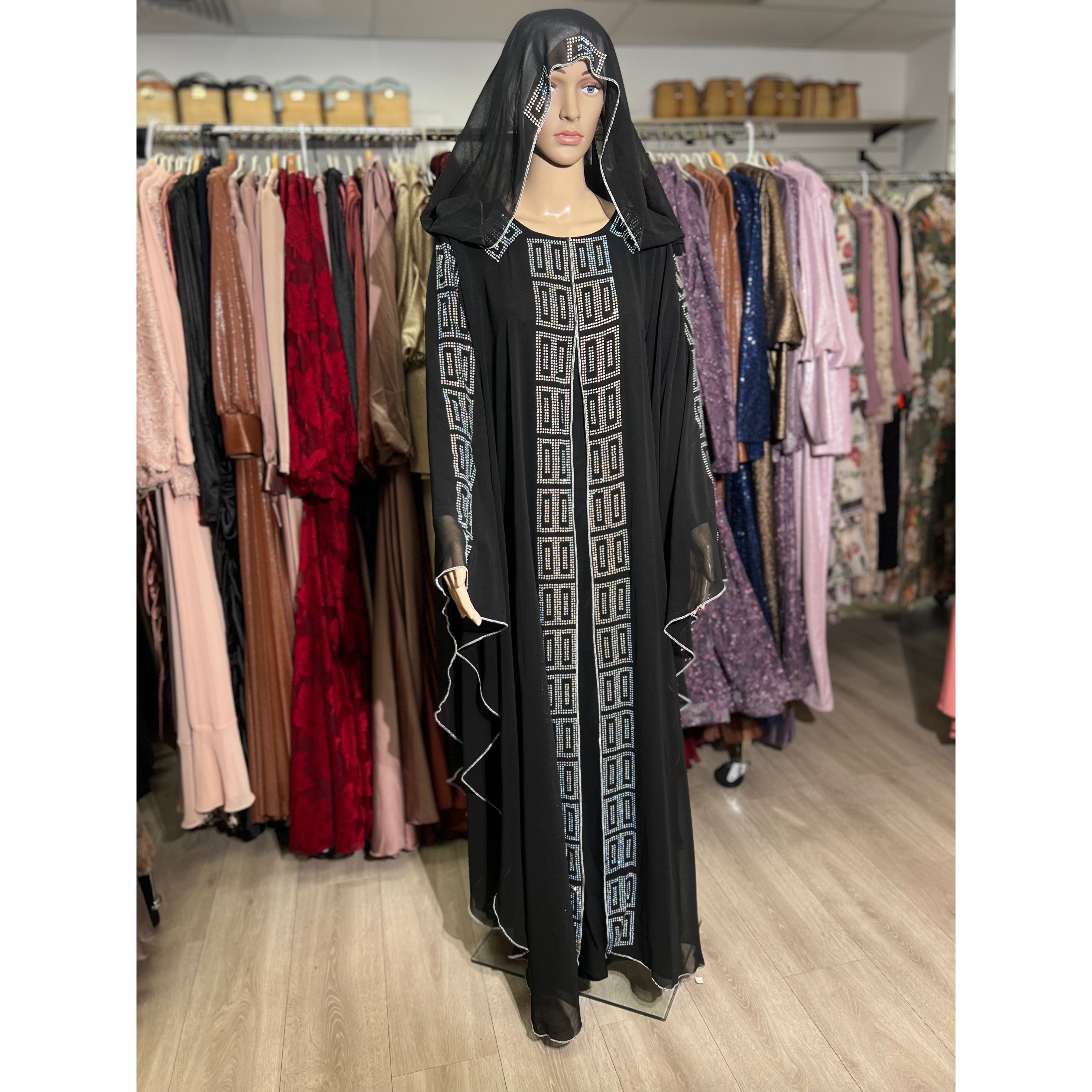 Black beaded abaya