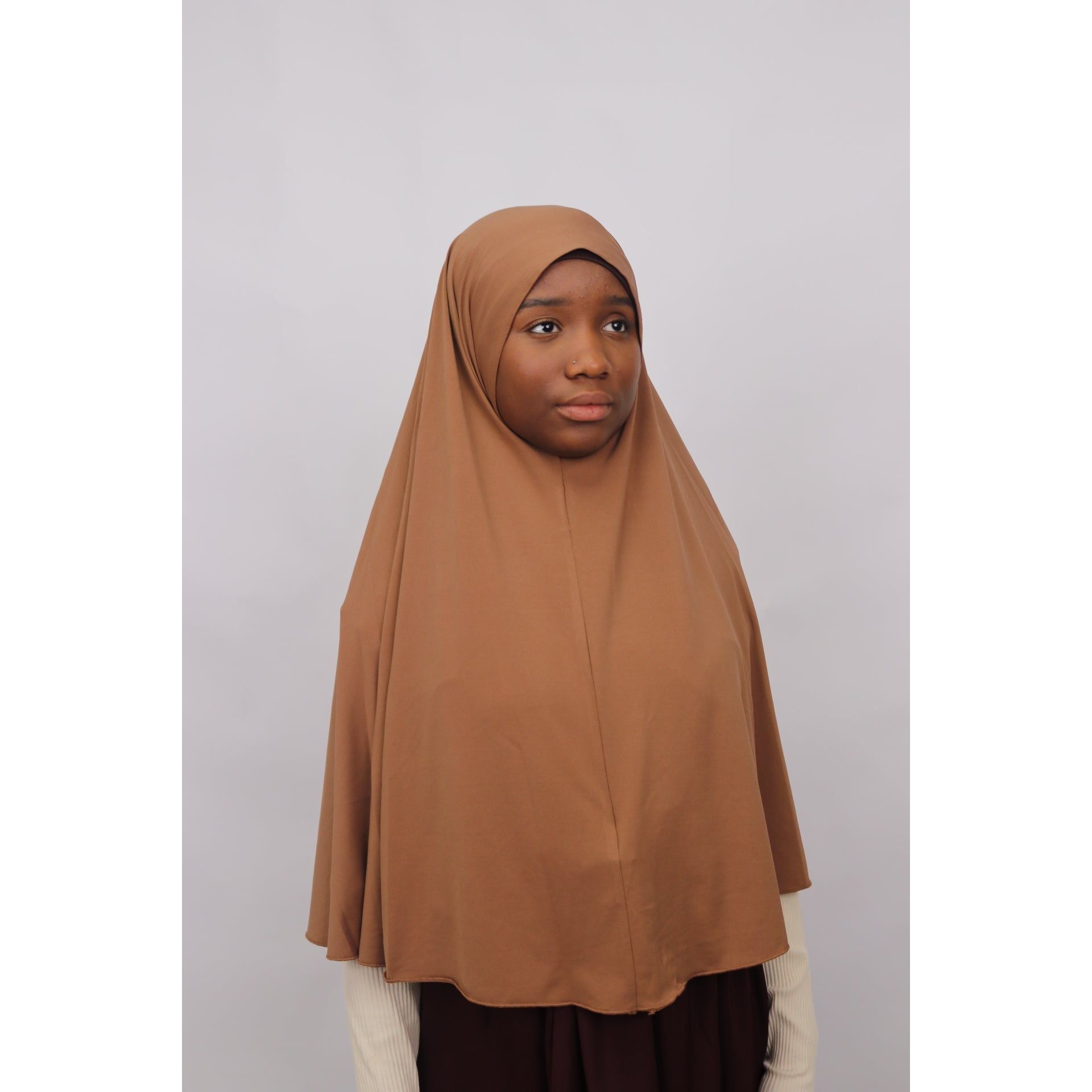 Instant prayer hijab-Elbow length-Brown